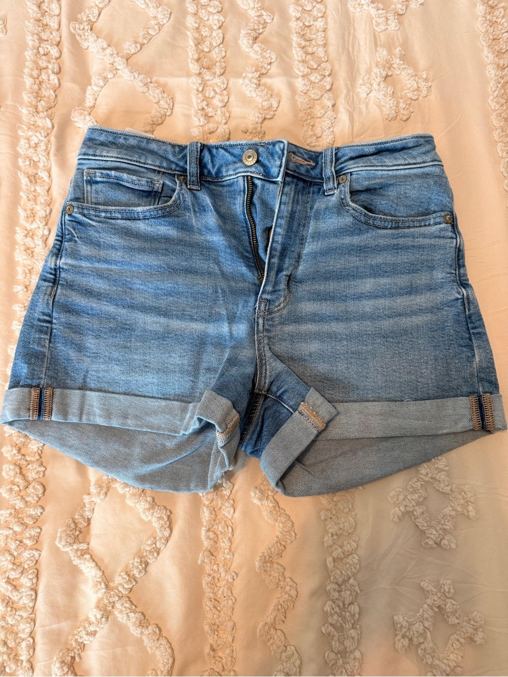 American Eagle Outfitters Light Blue Denim Cuffed Shorts